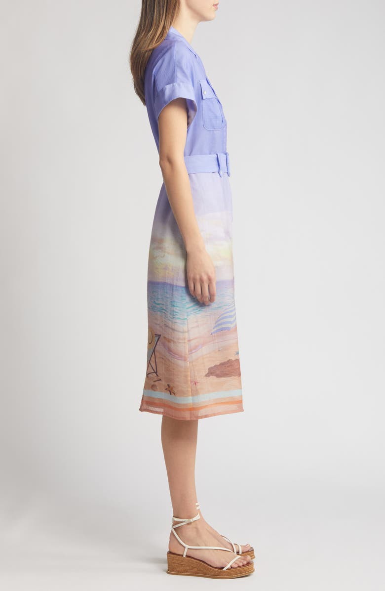 CIEBON Eilish Belted Midi Shirtdress, Alternate, color, Sunset Multi