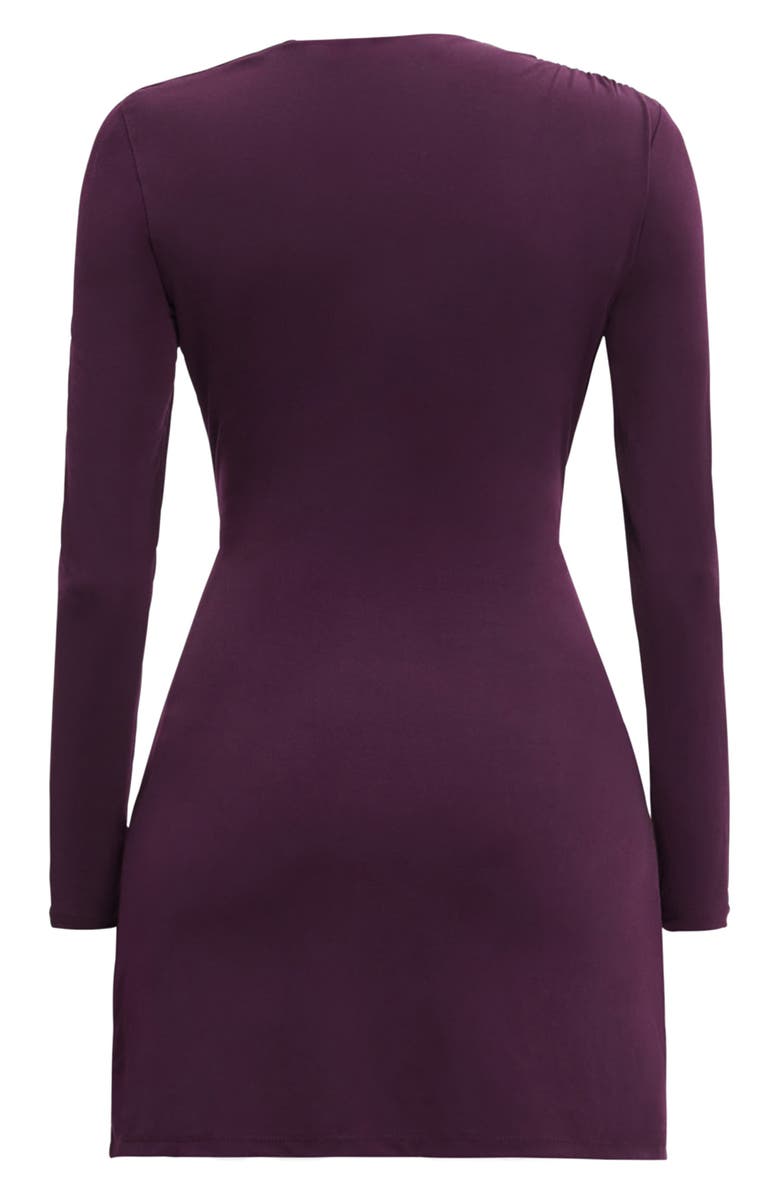 Herve Leger The Abby Long Sleeve Shift Minidress, Alternate, color, Pinot