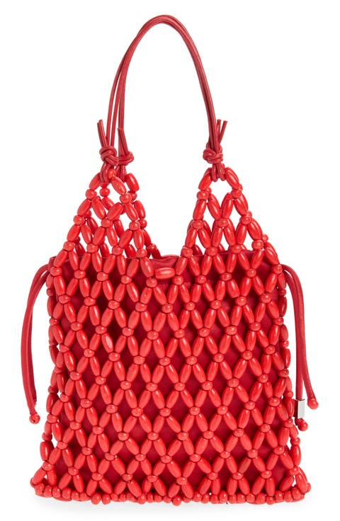 Karla Wood Beaded Shoulder Bag