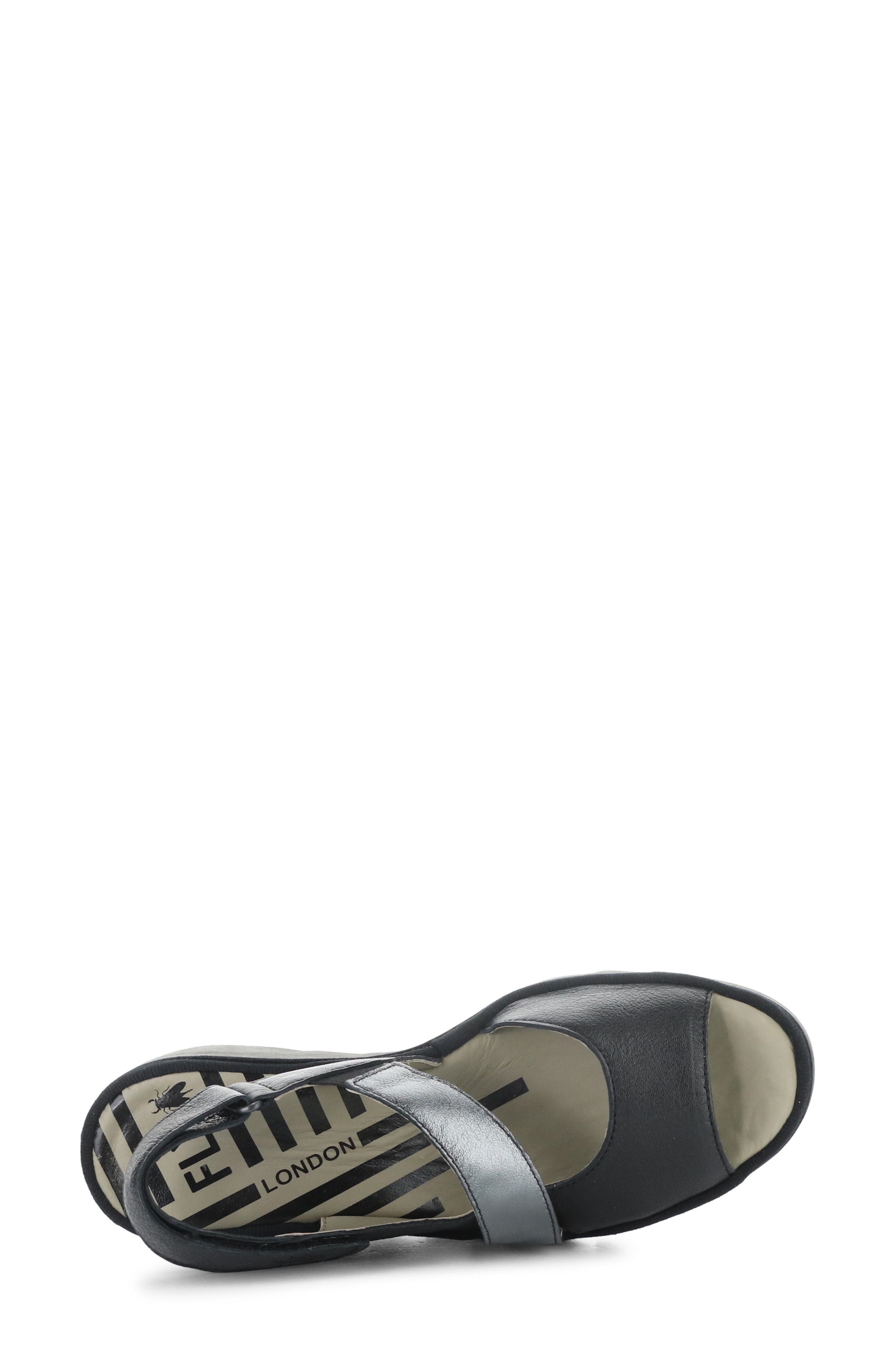 Fly London Basy Slingback Platform Wedge Sandal, Alternate, color, Black/ Graphite