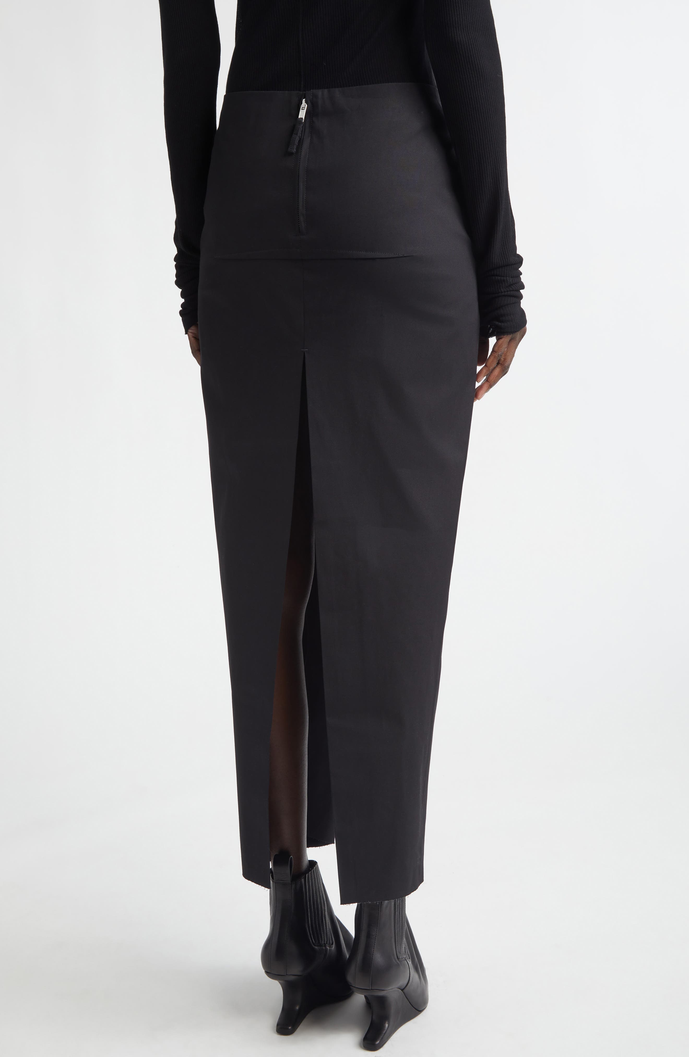 Sliced Stretch Poplin Maxi Skirt - image 2