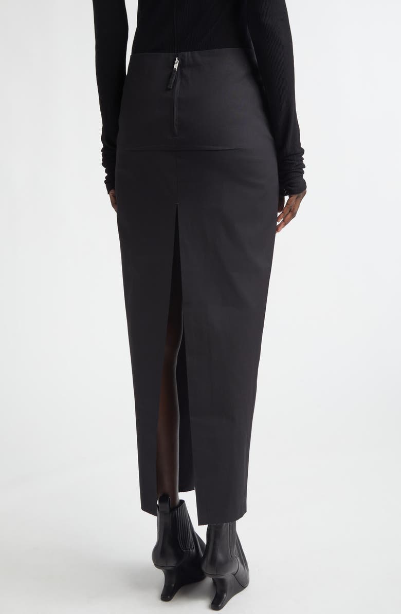 Rick Owens Sliced Stretch Poplin Maxi Skirt, Alternate, color, Black