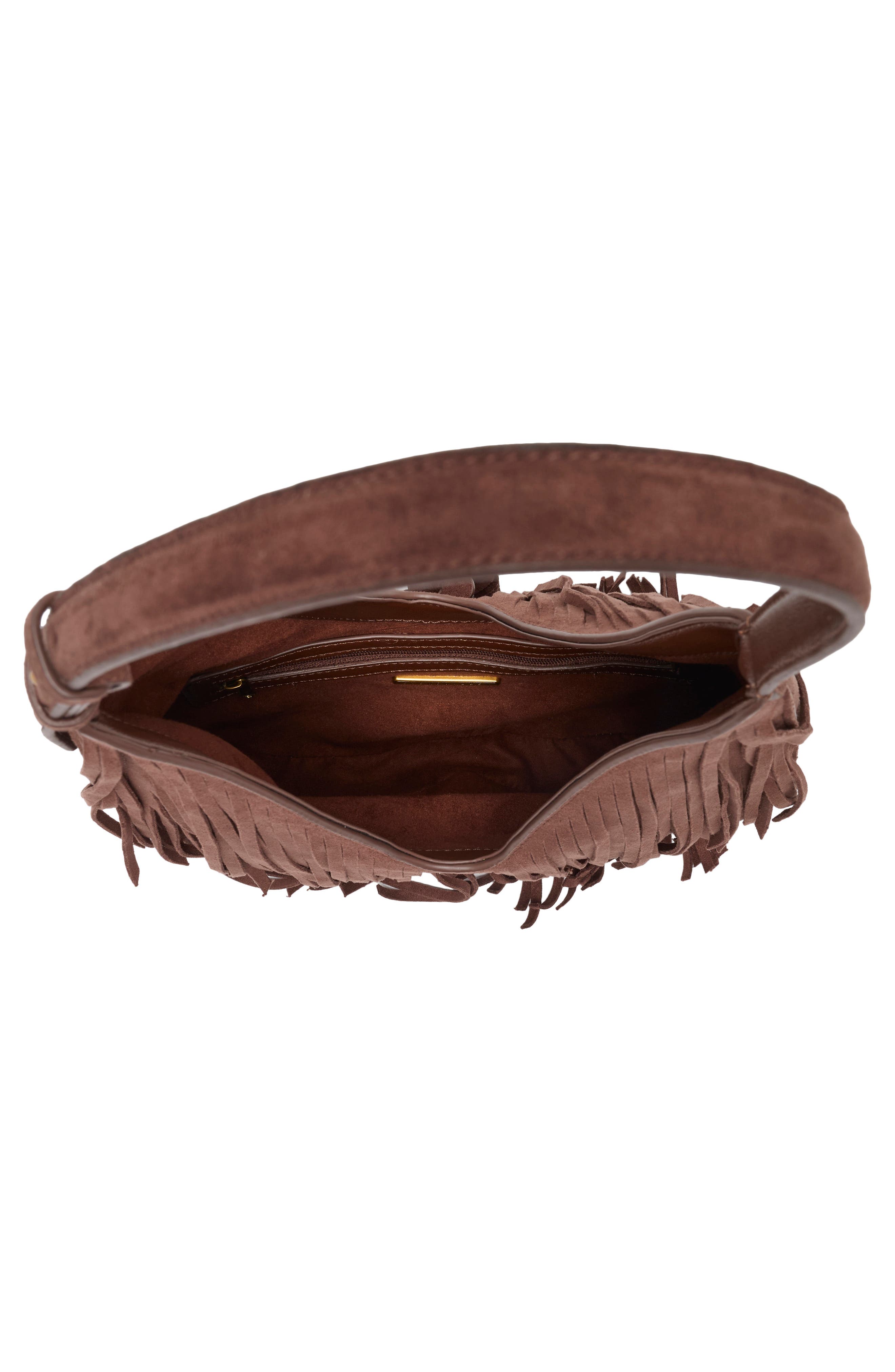 Georgina Fringe Hobo Shoulder Bag, Alternate, color, ESPRESSO SUEDE