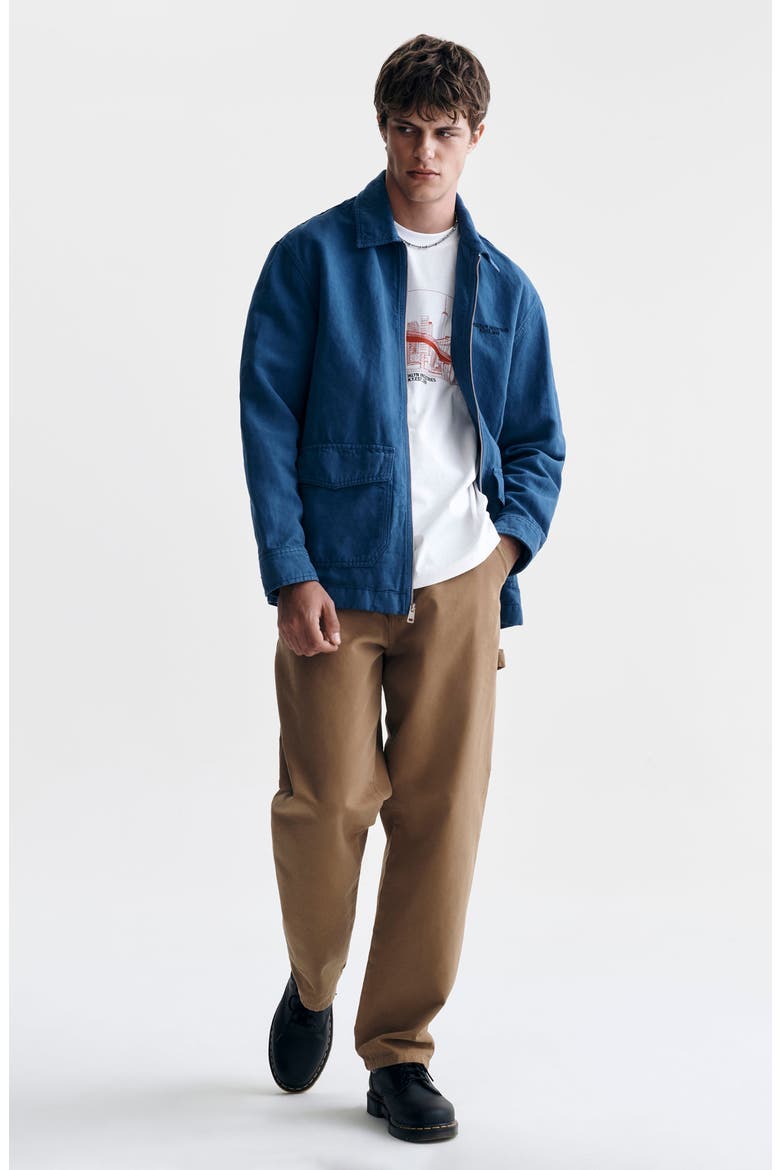 Garment Dyed Cotton & Linen Zip Overshirt, Alternate, color, NAVY PEONY