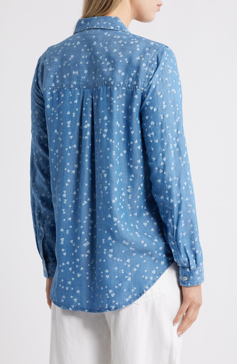 beachlunchlounge Cassie Chambray Button-Up Shirt, Alternate, color, Butterfly Trail