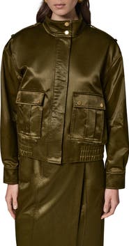 Donna Karan New York Satin Zip Utility Jacket
