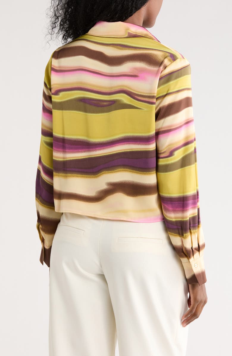Nicole Miller Wavy Stripe Button-Up Shirt, Alternate, color, Green Ombre Stripe Multi