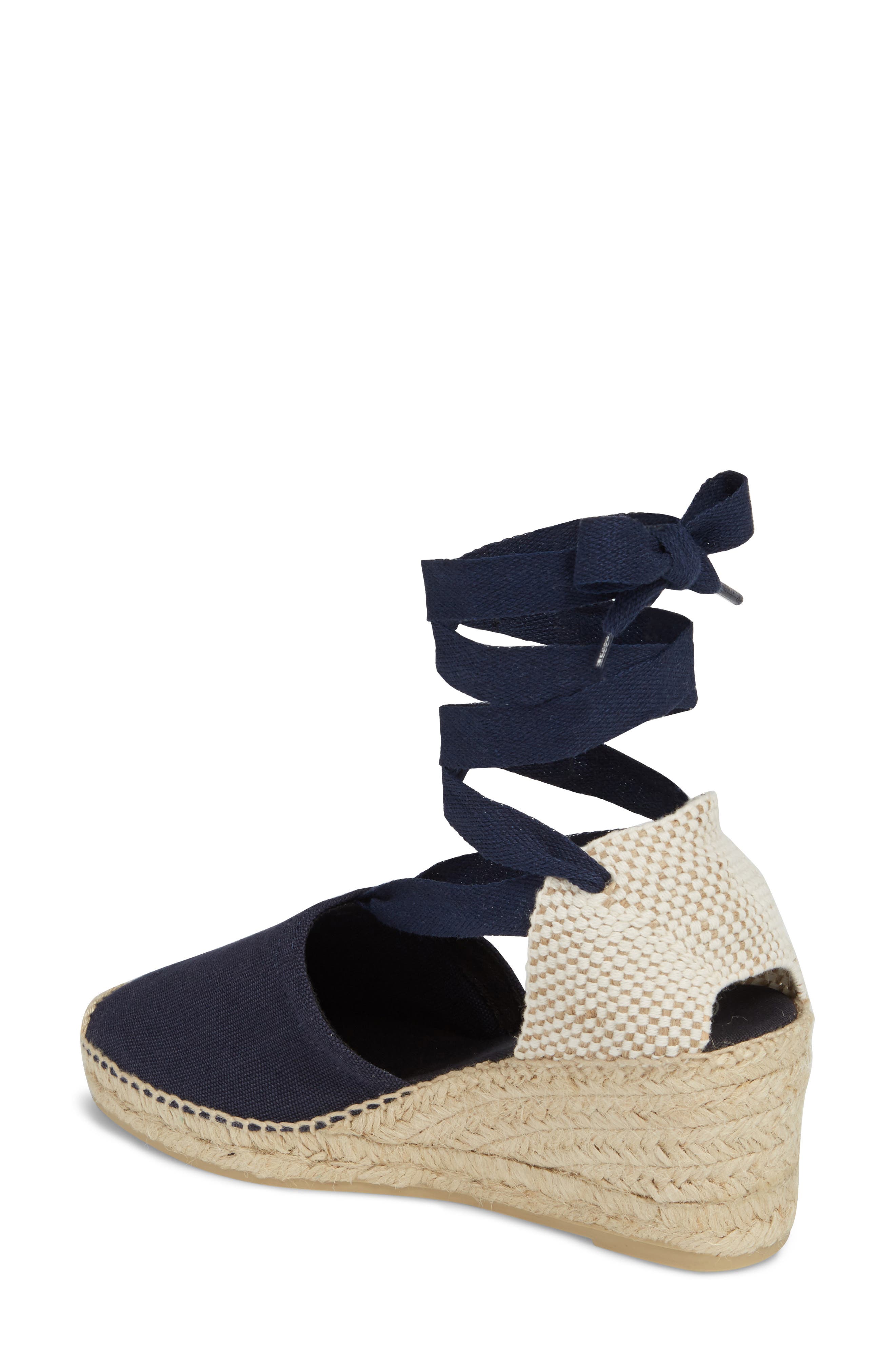 Valencia Wraparound Espadrille Wedge, Alternate, color, NAVY FABRIC