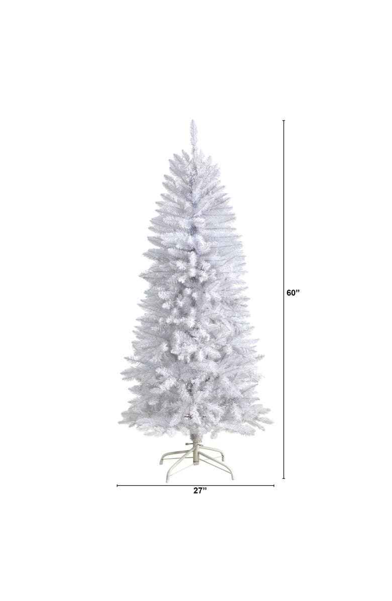 NEARLY NATURAL 5-ft Slim White Artificial Christmas Tree with 491 Bendable Branches, Alternate, color, White