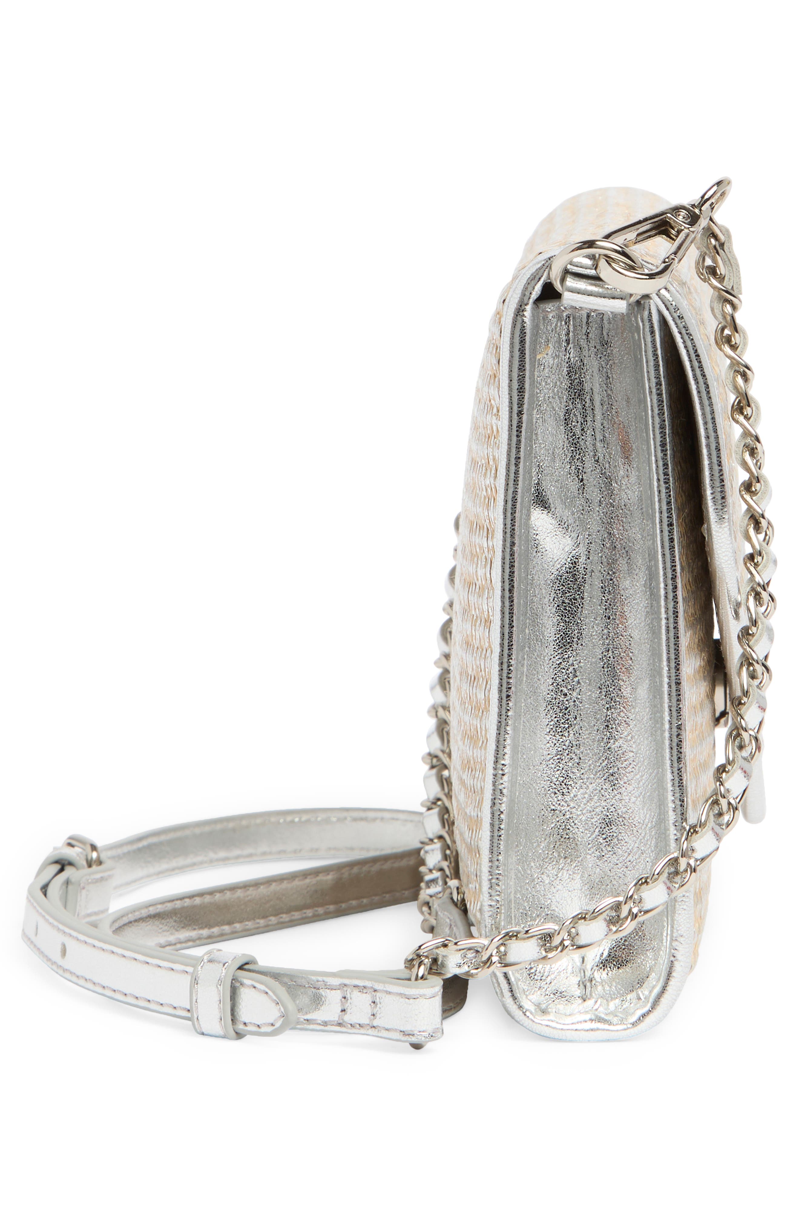 Steve Madden Glow Straw Crossbody Bag, Alternate, color, Silver/ Silver