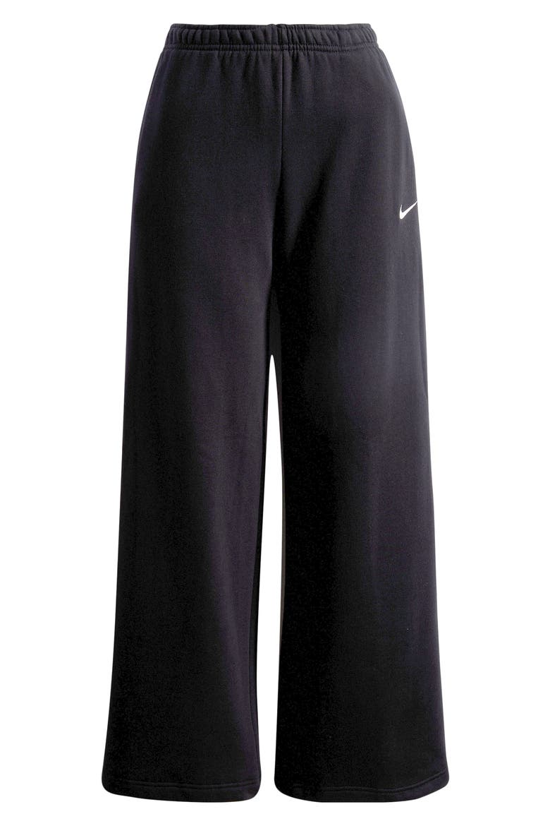 Studio Fleece Wide Leg Sweatpants, Alternate, color, 010 BLACK/SAIL