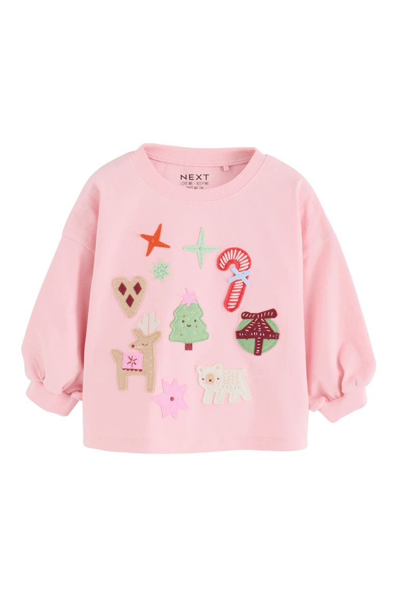 Kids' Festive Cotton Graphic T-Shirt, Main, color, PINK