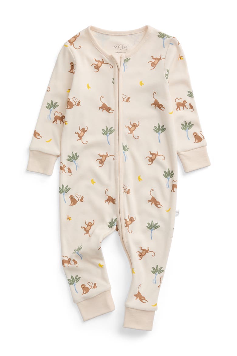 Print Two Way Zip Up Romper, Main, color, Monkey Print