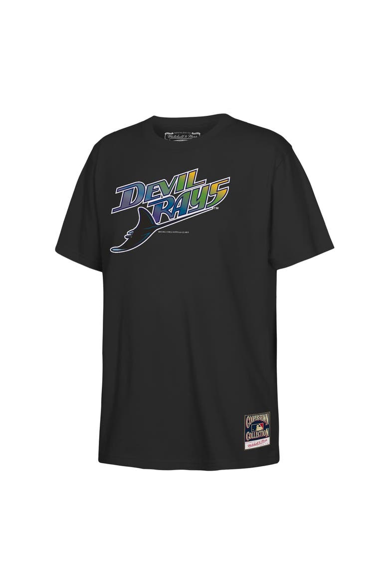 Youth Mitchell & Ness  Black Tampa Bay Rays Retro Logo T-Shirt, Main, color, Black