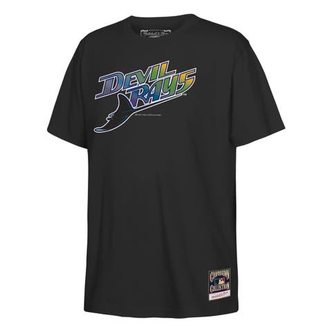 Youth Mitchell & Ness Black Tampa Bay Rays Retro Logo T-Shirt