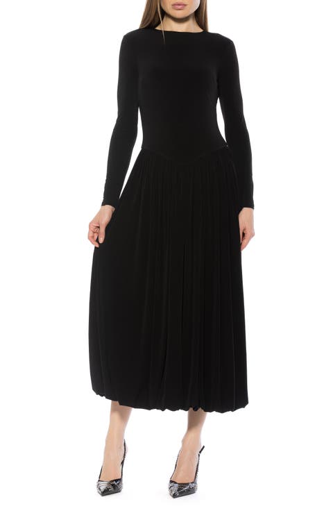 Eero Crewneck Long Sleeve Bubble Hem Midi Dress