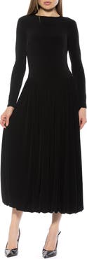 Alexia Admor Eero Crewneck Long Sleeve Bubble Hem Midi Dress