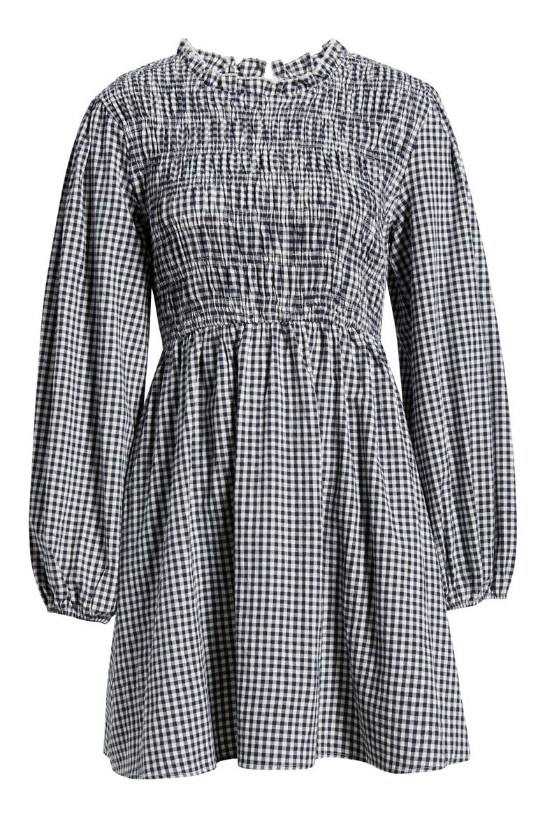 Jessen Long Sleeve Minidress, Alternate, color, NAVY GINGHAM