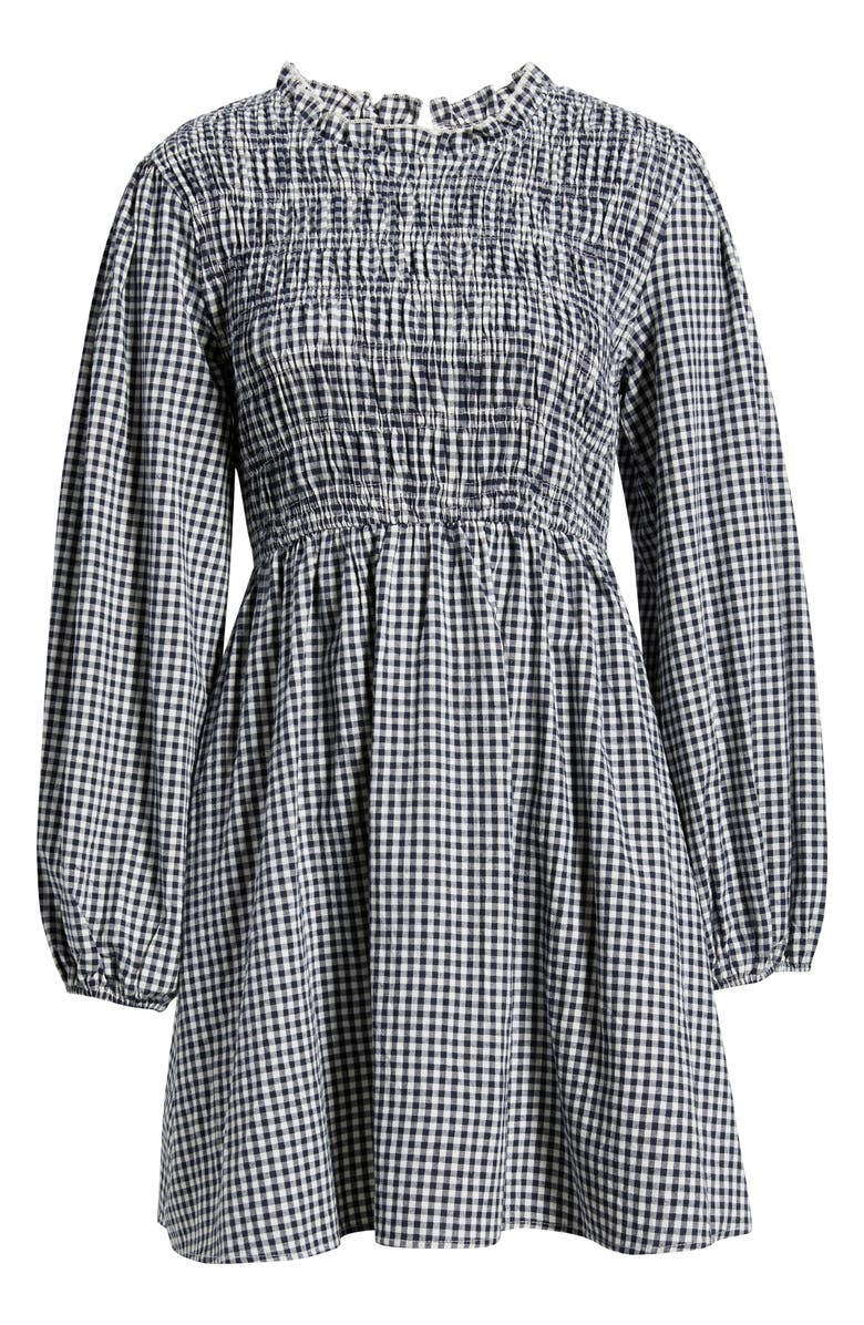 Petal & Pup Jessen Long Sleeve Minidress, Alternate, color, Navy Gingham