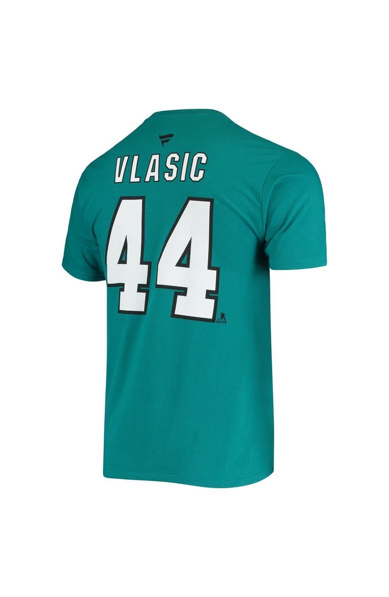 FANATICS Men's Fanatics Branded Marc-Edouard Vlasic Teal San Jose Sharks Player Name and Number T-Shirt, Alternate, color, Teal