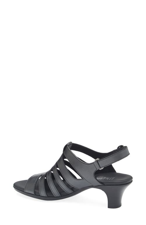 Munro Lanna Kitten Heel Slingback Sandal In Black Metallic Calf Leather