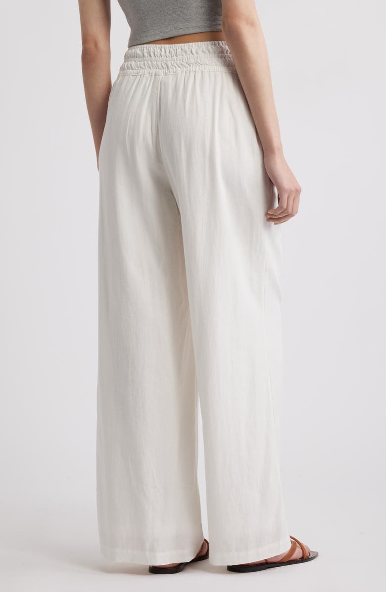 Treasure & Bond Linen Blend Smocked Waist Wide Leg Pants, Alternate, color, Ivory Egret