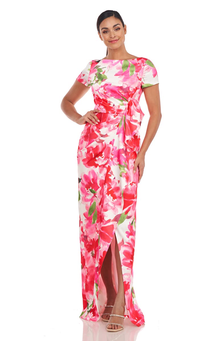 Kay Unger Franca Floral Column Gown, Alternate, color,