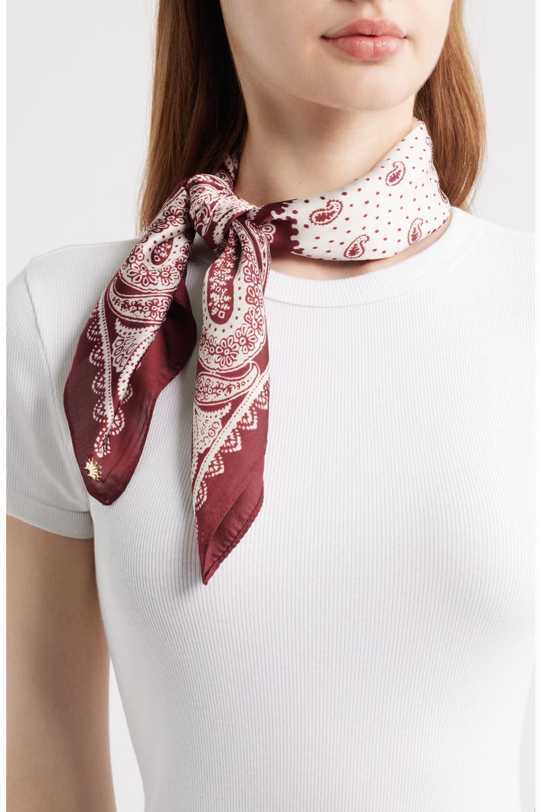 Paisley Square Satin Scarf, Main, color, MERLOT PAISLEY