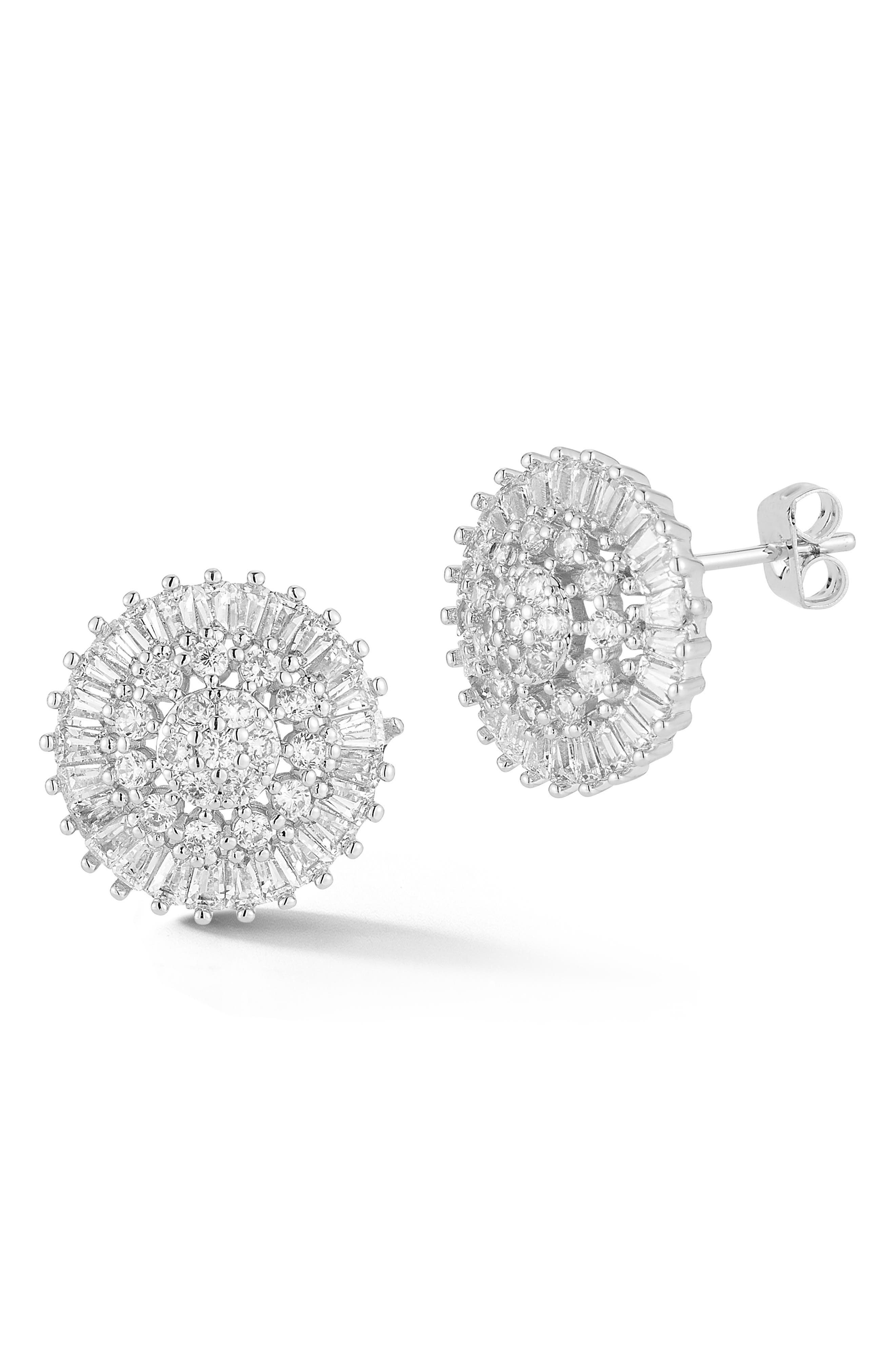 Cubic Zirconia Cluster Stud Earrings