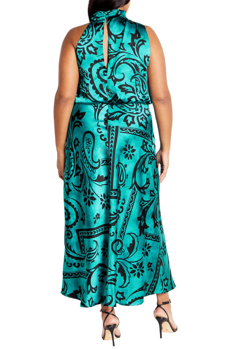 Elaine Print Sleeveless Maxi Dress, Alternate, color, TURQUOISE/ BLACK PAISLEY