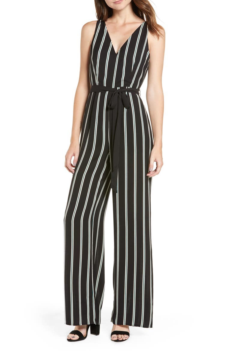 Deep-V Jumpsuit, Main, color, GREEN BUG STRIPE