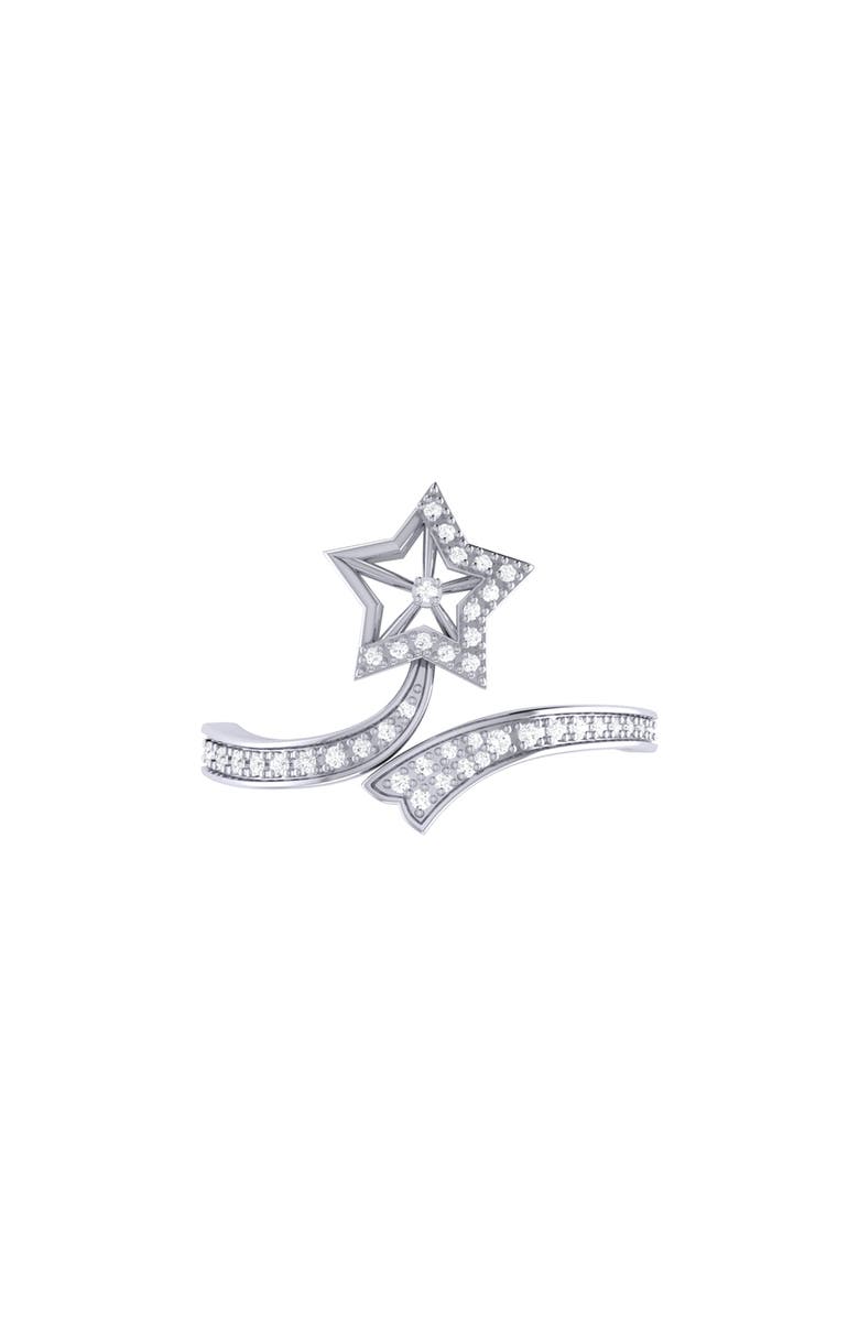 LuvMyJewelry Lucky Star Twist Sterling Silver Diamond Ring, Alternate, color, 