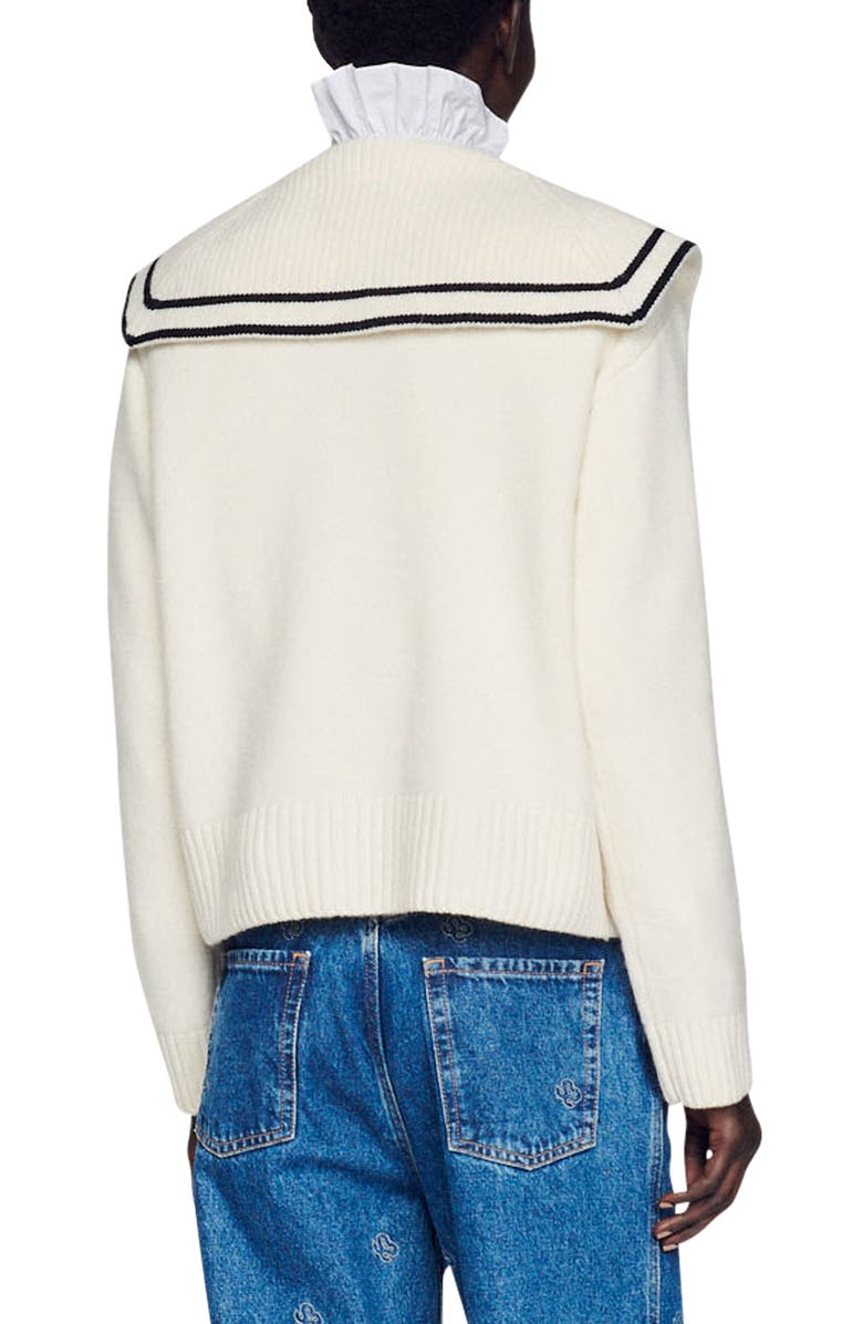 SANDRO Williams Puritan Collar Wool Sweater, Alternate, color, 