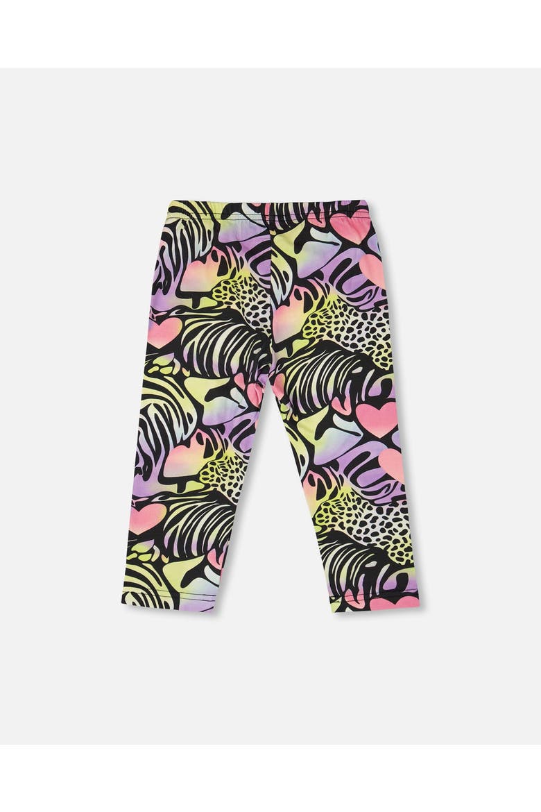 Organic Cotton Jersey Animal Slim Fit Capri, Alternate, color, Black with Multicolored Print