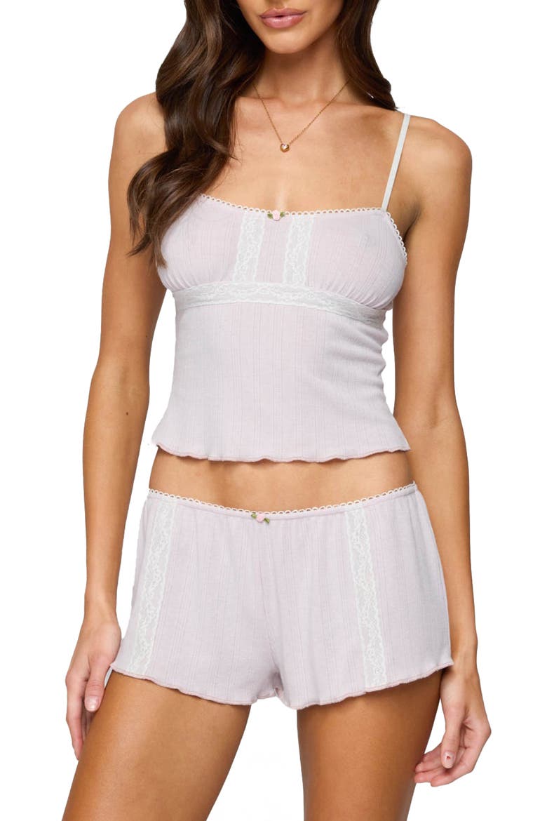 Sephi Lace Trim Pointelle Camisole, Main, color, LIGHT-PINK