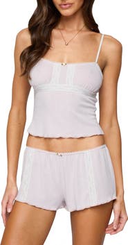 EDIKTED Sephi Lace Trim Pointelle Camisole