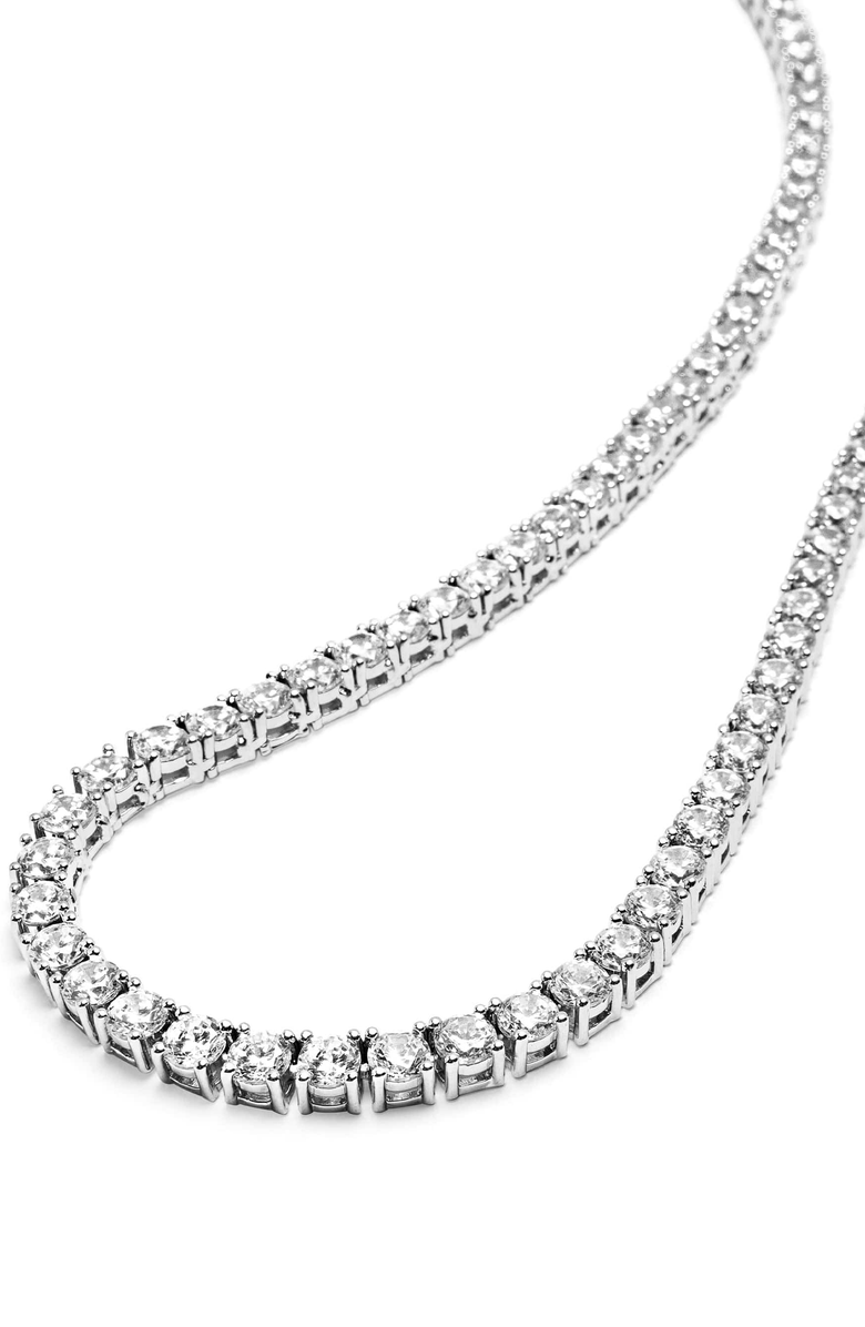Nialaya Tennis Necklace, Main, color, Silver