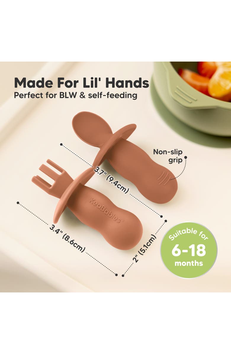 KeaBabies 2-Sets Prep Baby Spoons & Forks Set, Alternate, color, Terracotta