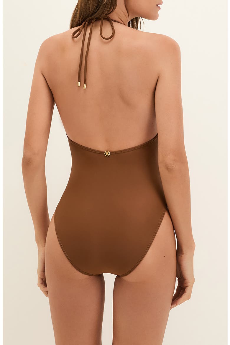 Angie Hazel One-Piece Swimsuit, Alternate, color, BROWN