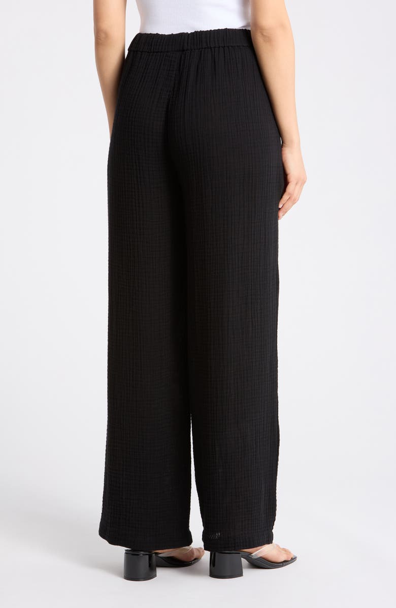 Eileen Fisher Organic Cotton Wide Leg Pants, Alternate, color, Black
