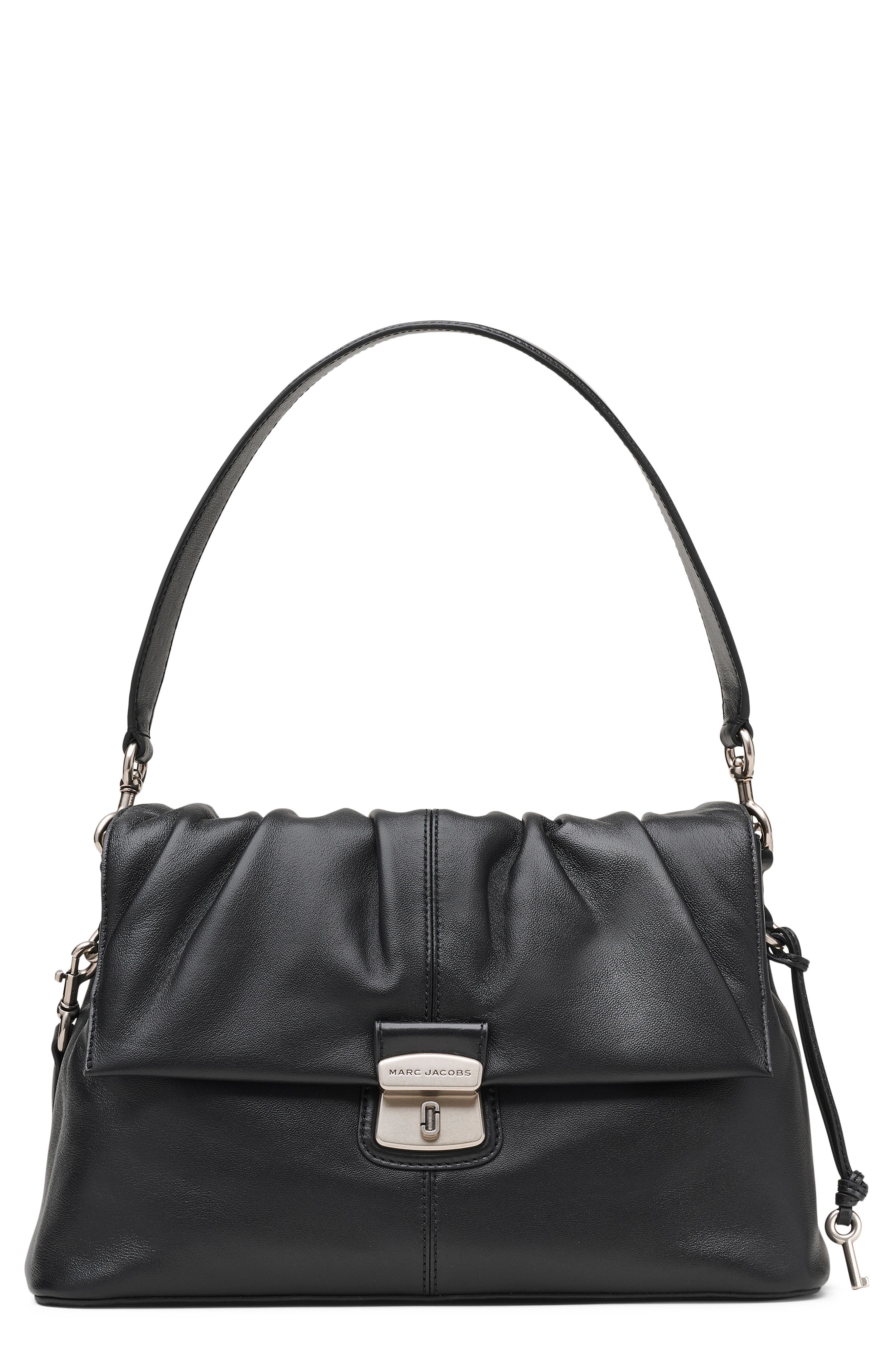 Marc Jacobs The Cristina Messenger Leather Shoulder Bag, Main, color, Black