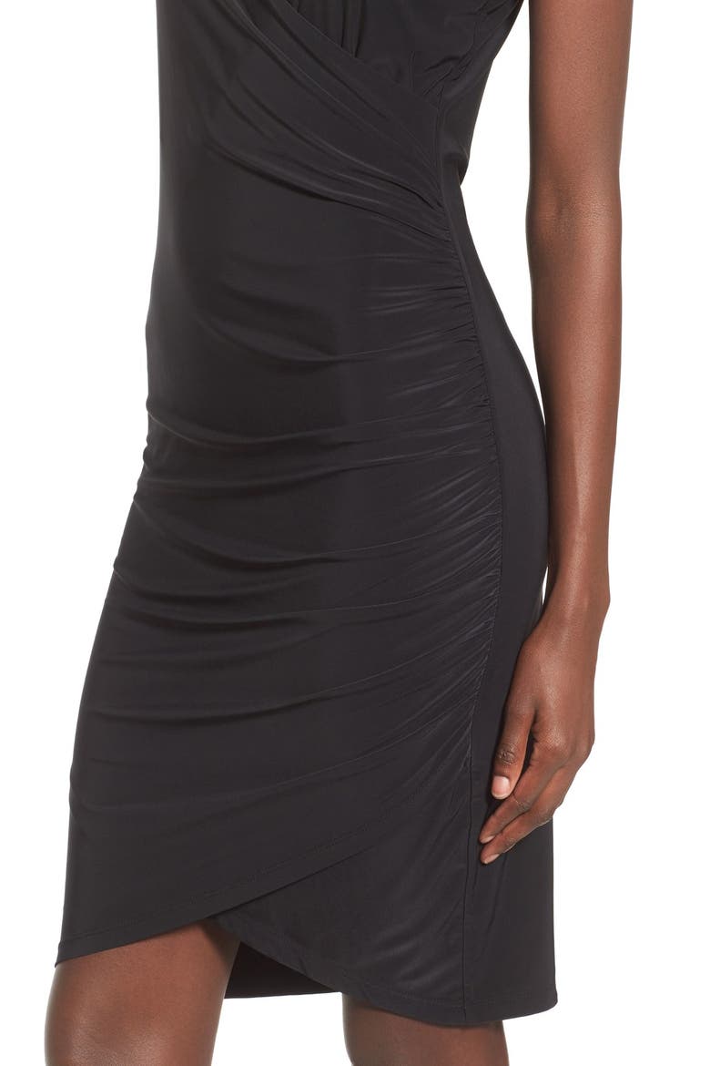 Spaghetti Strap Wrap Dress, Alternate, color, BLACK