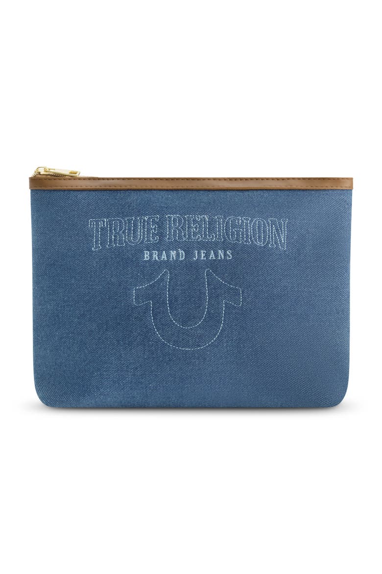 Trapezoid Zip Cosmetic Bag, Main, color, DENIM