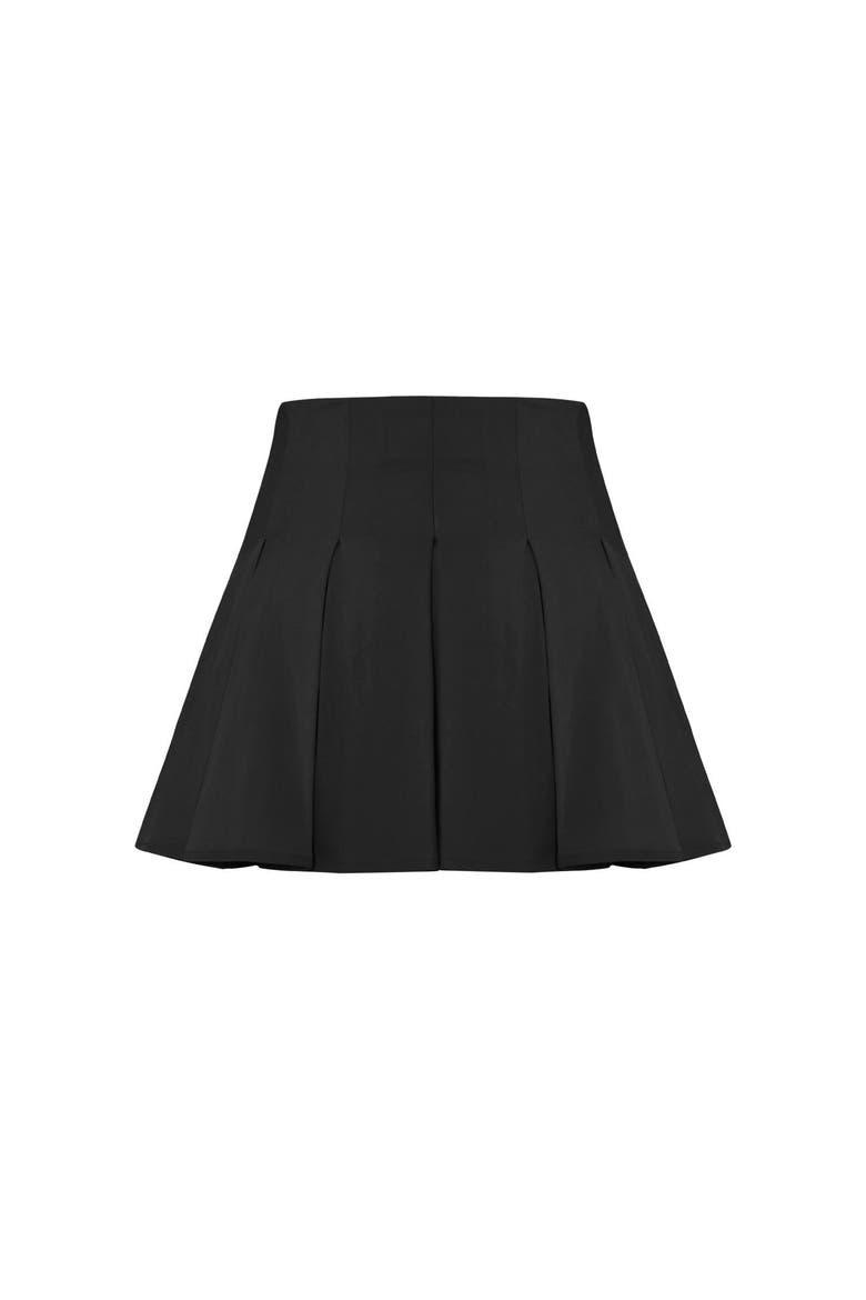 Cotton Pleated Skirt, Alternate, color, BLACK
