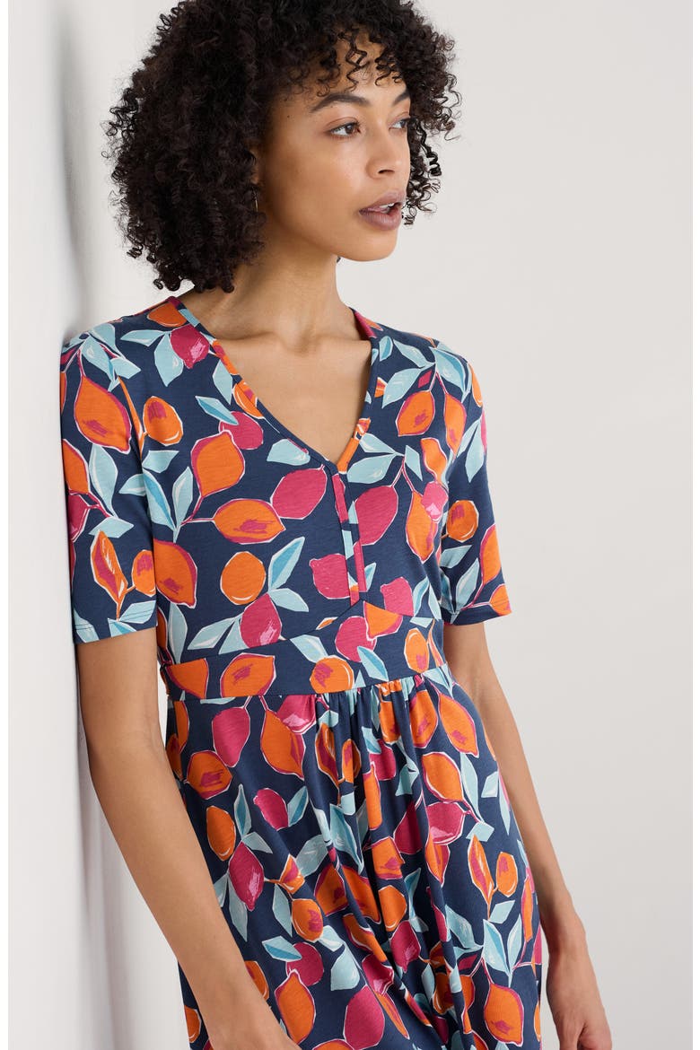 Carwynnen Citrus Print Midi Dress, Alternate, color, LEMON SKETCH SHIP
