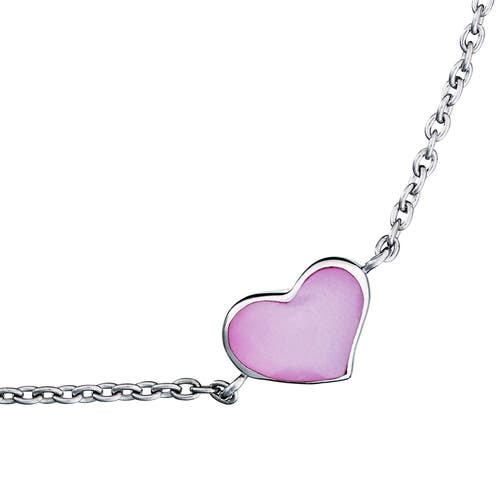 Jan Leslie Heart Bracelet Set In Sterling Silver In Pink