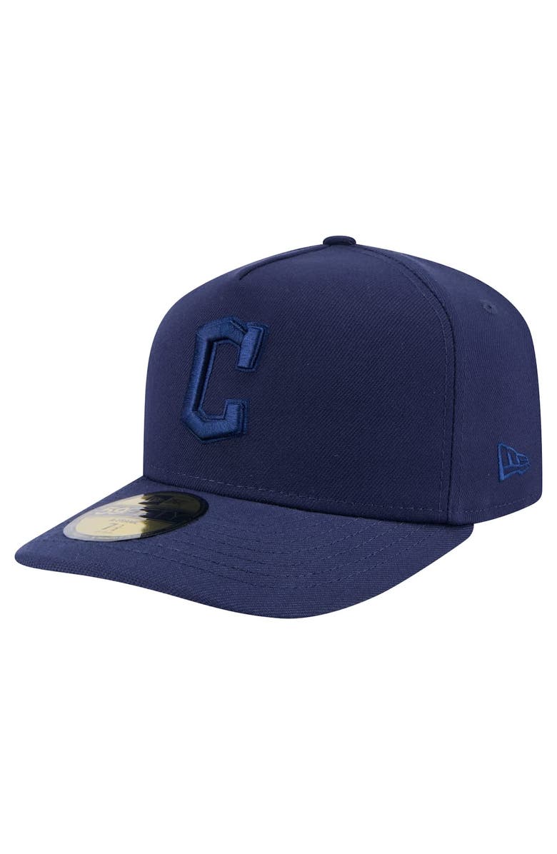 New Era Men's New Era Navy Cleveland Guardians Color Pack A-Frame 59FIFTY Fitted Hat, Alternate, color, Navy