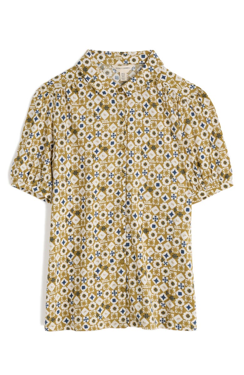 Seasalt Cornwall Embrace Geo Print Button-Up Shirt, Alternate, color, Potters Marks Pear