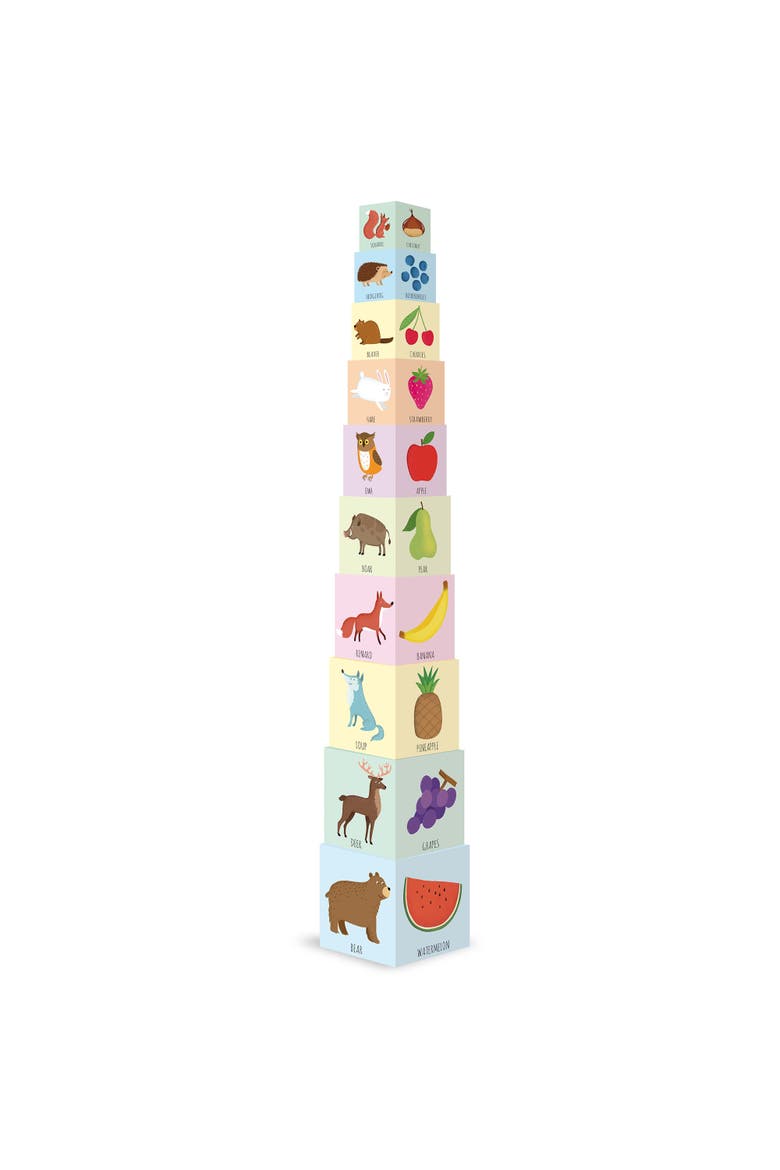 Ecoblocks Play & Learn 10 Stacking Cubes & Booklet, Alternate, color, Multicolored