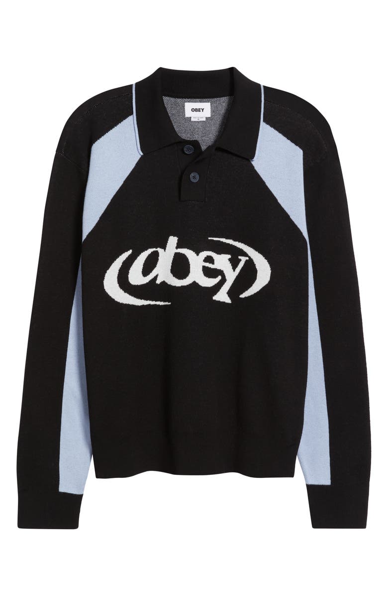 Obey Soccer Long Sleeve Cotton Polo Sweater, Alternate, color, 